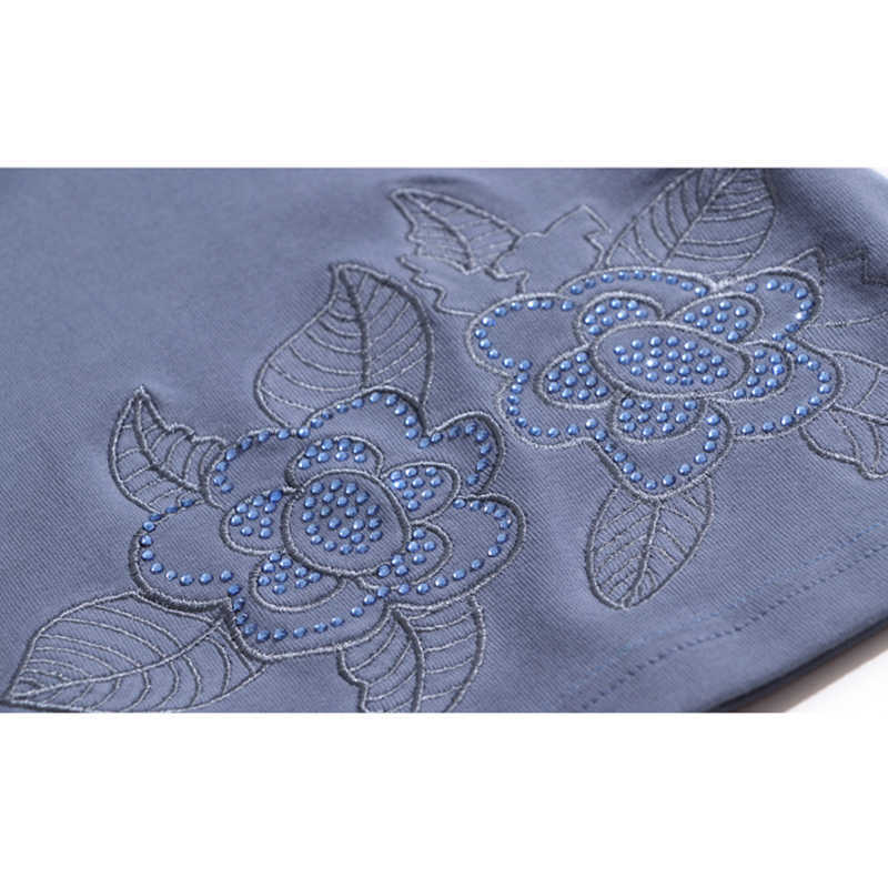 shintimes Diamonds Tshirt Female Flower T-Shirt Women Cotton Fall Clothes Camisas Mujer Long Sleeve Plus Size Tee Shirt Femme 210615Z