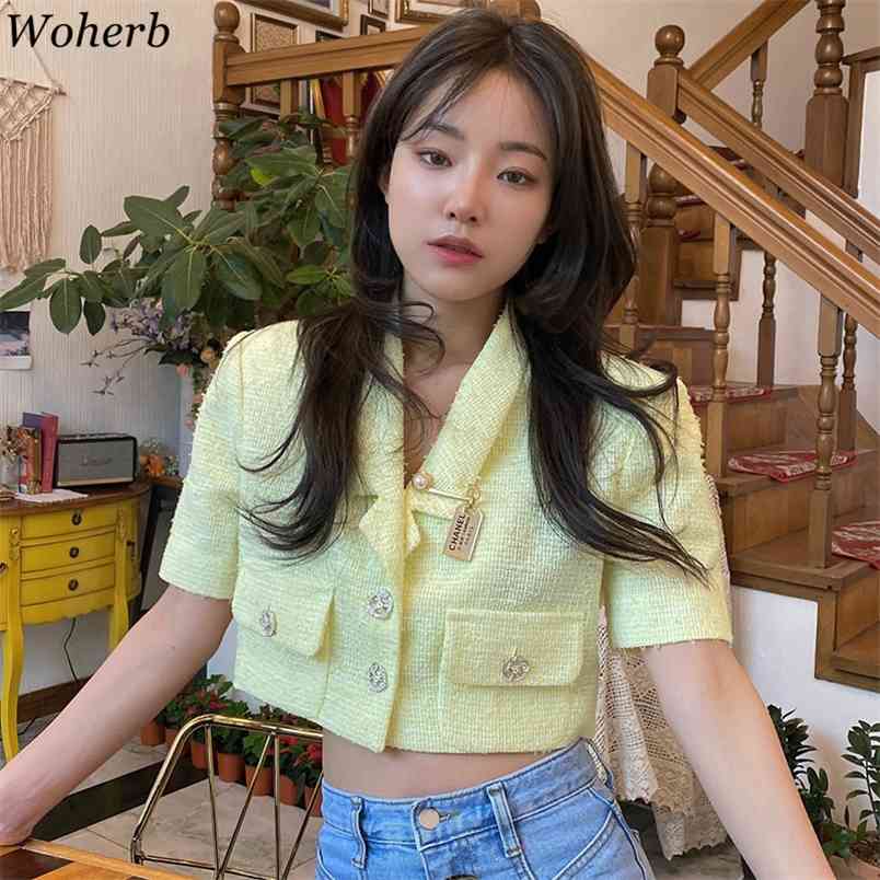 Summer Elegant Cropped Coat Women Short Sleeve Blazer Single Breasted Jackets Korean Ladies Outwear 210519, Yellow
Summer Elegant Cropped Coat Women Short Sleeve Blazer Single Breasted Jackets Korean Ladies Outwear 210519, Yellow