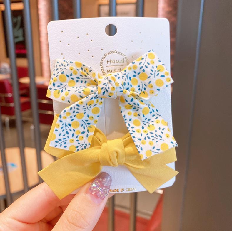 2 Pcs/Set Baby Girls Clip Flower Bowknot Hairpin Sweet Princess Barrettes Kid Hair Accessories 6 Color Optional BT6624