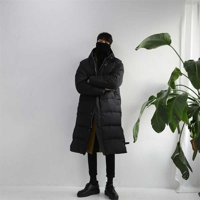 Winter Korean Edition Men's wear Even Hat Long Male Keep Warm Cotton-padded Clothes loose large size Cashmere thickened coat 210818