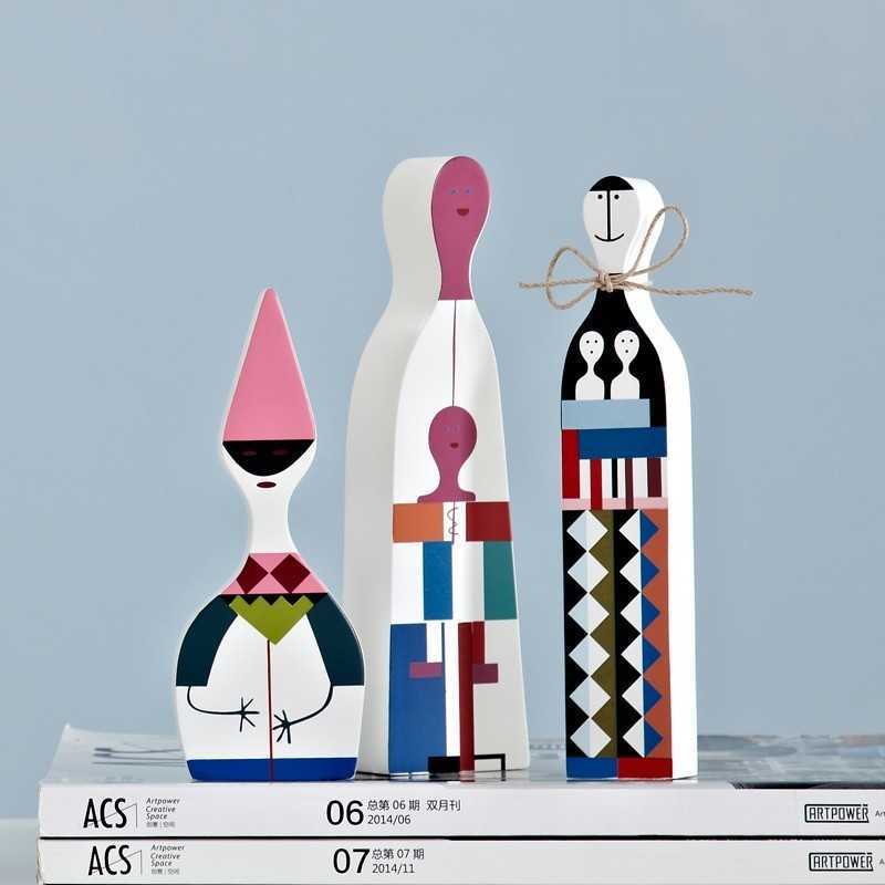 3 pieces Home Decorative Toy Wooden Dolls Boy and Girls Gift Crafts Decor Wood Figurines Arrival 210804