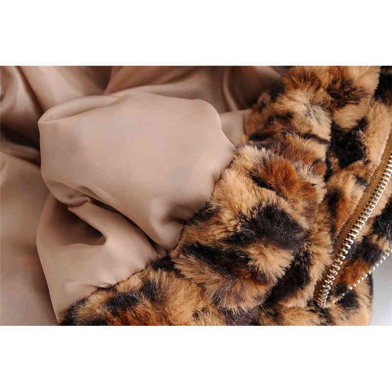 Evfer Women Vintage Leopard Print Winter Thick Jackets Female Fashion Animal Autumn Long Sleeve Zipper Loose Jacket Coats 210421
