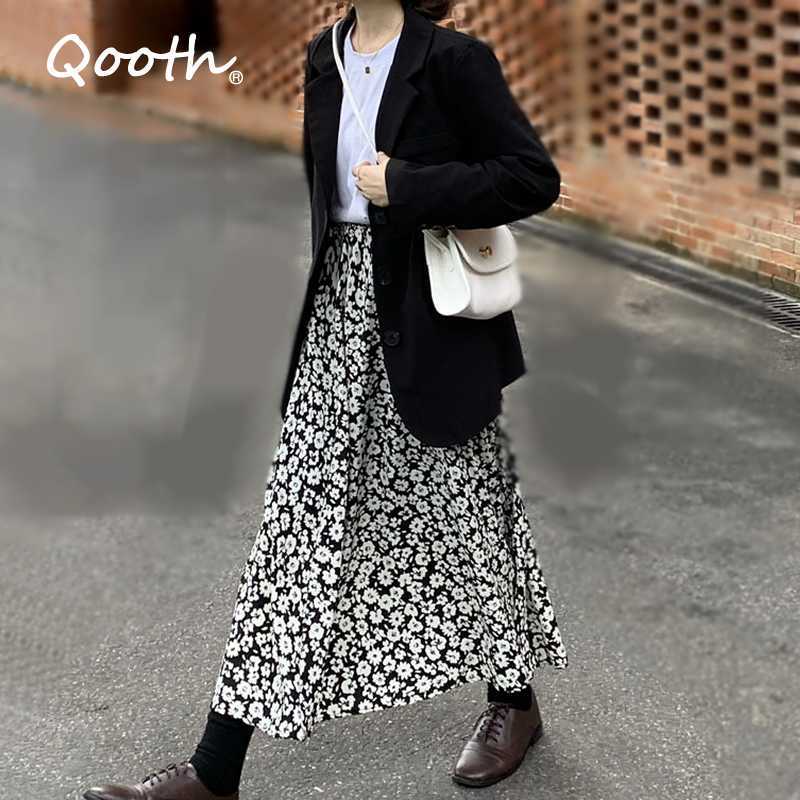 Qooth Women Skirts Retro Floral Print Pleated Female Ins Long Chiffon Elastic Waist Beach QT125 210609, Black
Qooth Women Skirts Retro Floral Print Pleated Female Ins Long Chiffon Elastic Waist Beach QT125 210609, Black