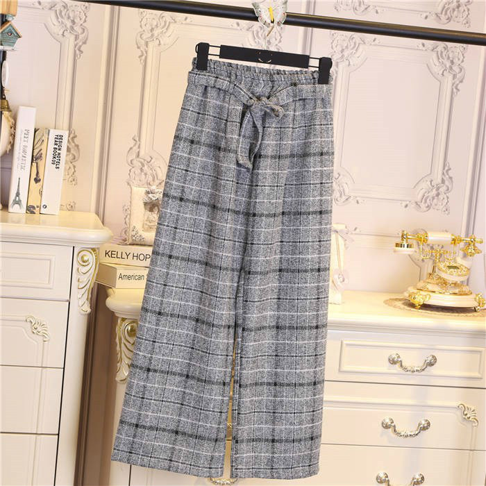 Harajuku Plaid Pants Women High Waist Wide Leg Trousers Streetwear Casual Loose Female Pantalones Mujer 210519