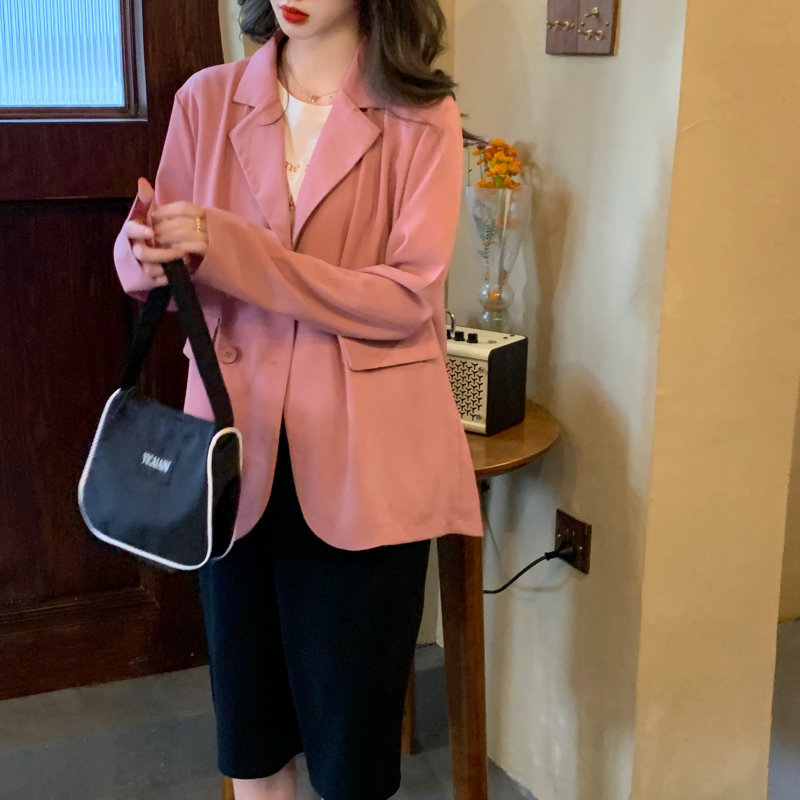 Summer Leisure Solid Brief All Match Girls Sunscreen OL Tops Coats Thin Women Loose Office Lady Blazers 210421