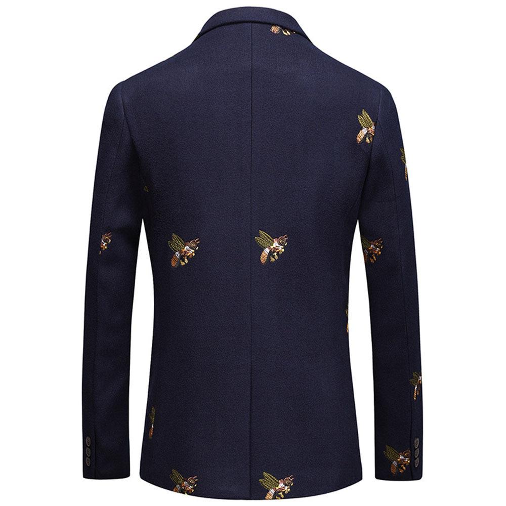 Men's Bee embroidery Blazer Slim Fit Wedding Prom Blazers Tweed Wool For Men Stylish Suit Jacket