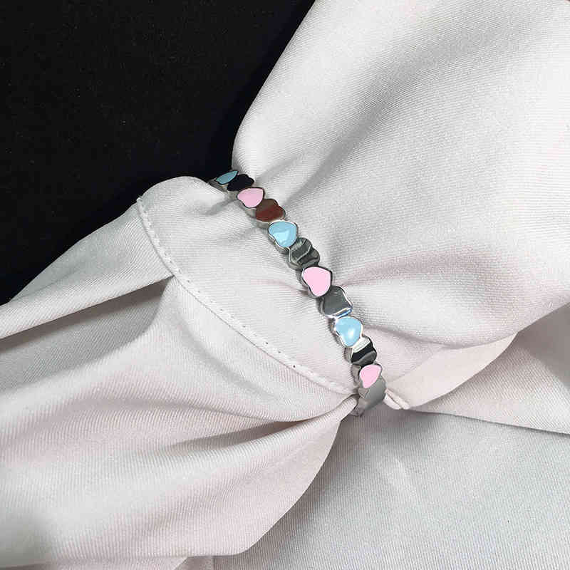 Charm Bracelets 56 Elegant Collocation Color Drop Oil Peach Heart Smooth Face Bracelet Three Colors
