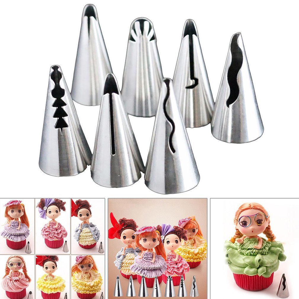 7 Styles/batch Decorating Tip Set Leather Cream Metals Rvs Icing Piping Nozzles Cake Decoration Cupcake Baking tool