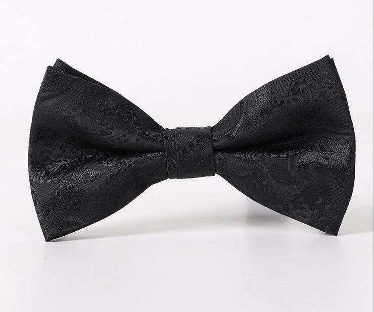 Classic Black Mens Jacquard Bow Tie for Suit Complements - Ideal for Special Occasions