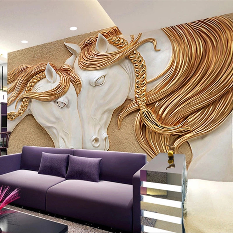 Modern Bohemia 3D stereo Relief horse Photo Mural Hotel Restaurant Cafe Living Room Abstract Art Wallpaper Decor