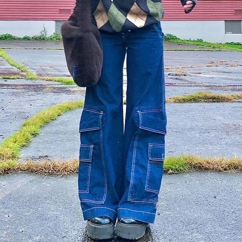 Vintage Pockets Jean Women Straight Causal Female Long Pants Spring Summer Lady Y2K Denim Trousers Streetwear Capris 210524, Blue
Vintage Pockets Jean Women Straight Causal Female Long Pants Spring Summer Lady Y2K Denim Trousers Streetwear Capris 210524, Blue