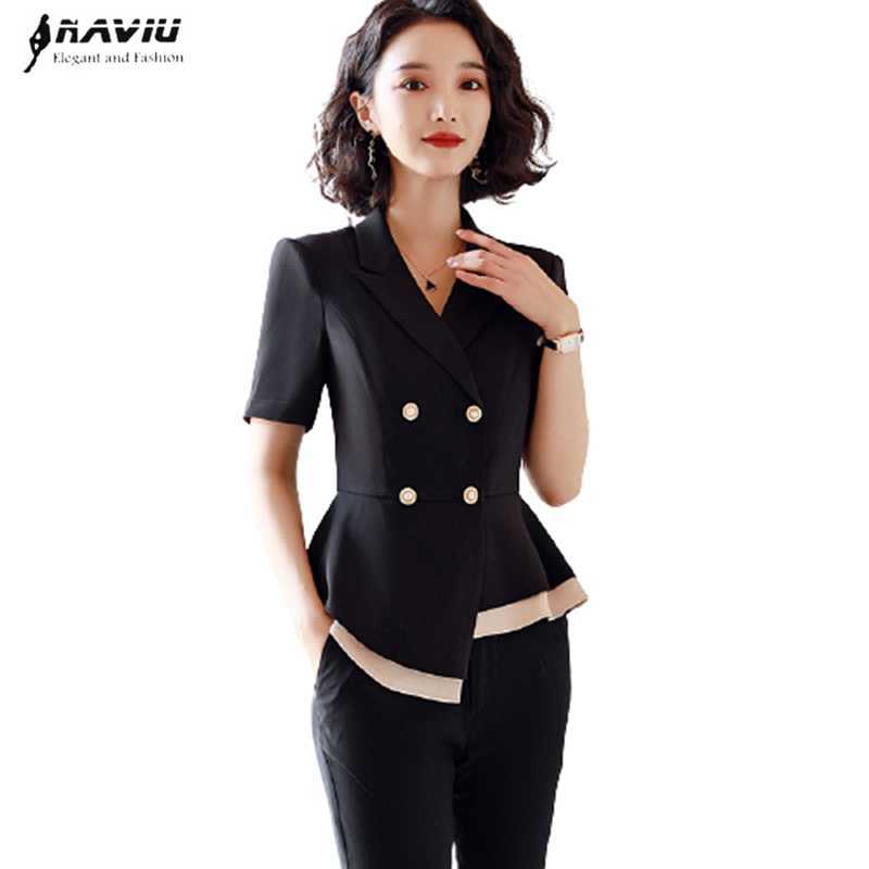 Pants Suit Women Summer Short Sleeve Blazer Trousers Fashion Jewelry Store Work Clothes Temperament Formal Tooling 210604, White coat and skirt
Pants Suit Women Summer Short Sleeve Blazer Trousers Fashion Jewelry Store Work Clothes Temperament Formal Tooling 210604, White coat and skirt