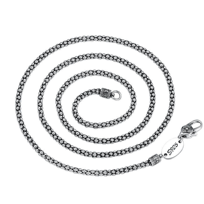925 sterling silver ball link chain men's necklaces American European Hip-hop handmade designer punk gothic antique luxury jewelry accessories gi