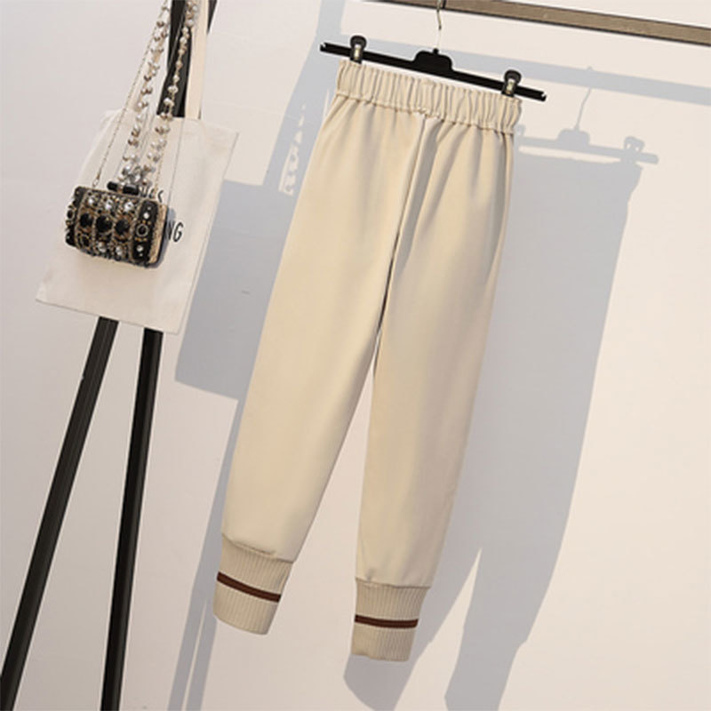 Autumn Fashion Women Elastic Waist Woolen Casual Harem Pants Plus Size Solid Loose Trausers Femme 5XL M693 210512