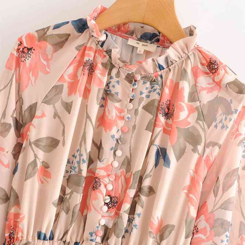 beauty Fashion Boho Style Floral Print Long Dress Women Holiday Chic Single Breasted Maxi Dresses Female Party Wear 210514