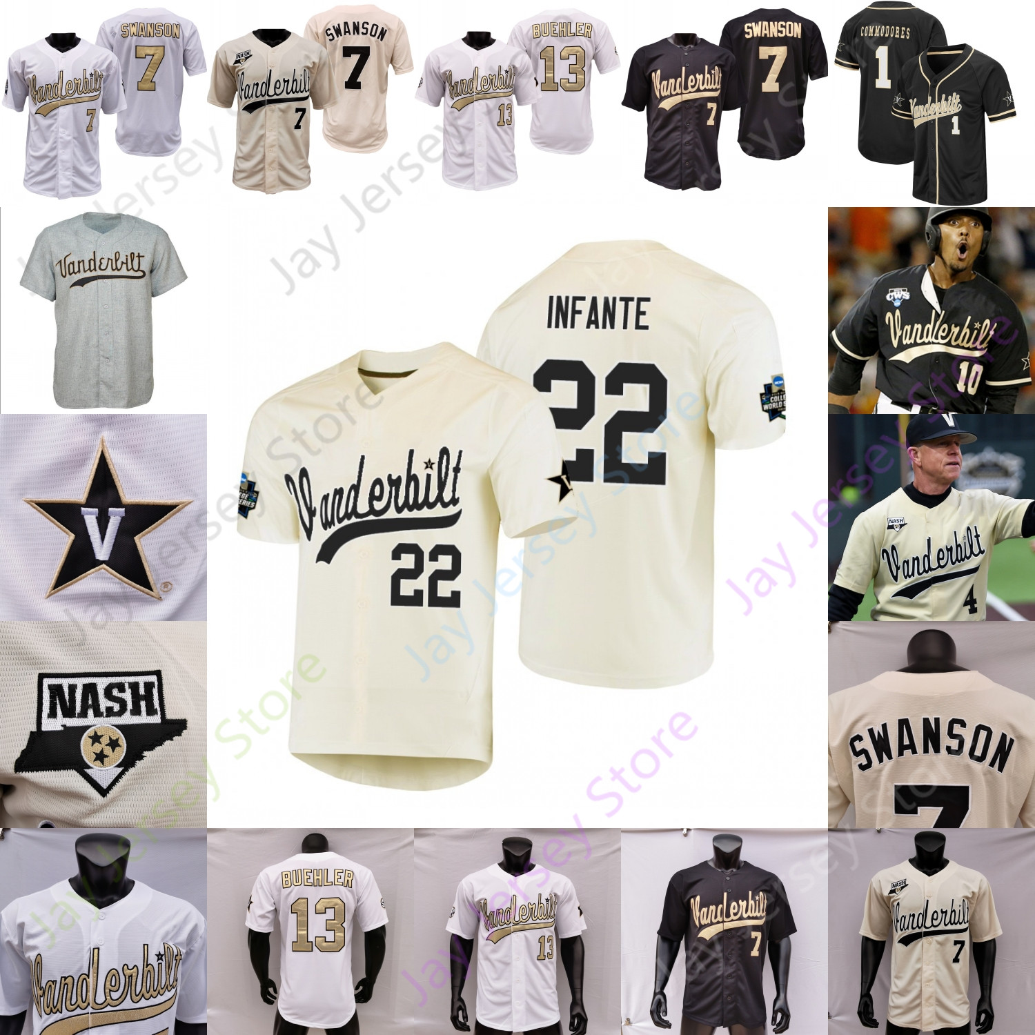 2019 NCAA College Baseball WS Vanderbilt Commodores Jersey Walker Buehler Luke Murphy Stephen Scott Alvarez Price Kolwyck Thomas Raby Kemp Gray Gonzalez Rocker, Black
2019 NCAA College Baseball WS Vanderbilt Commodores Jersey Walker Buehler Luke Murphy Stephen Scott Alvarez Price Kolwyck Thomas Raby Kemp Gray Gonzalez Rocker, Black