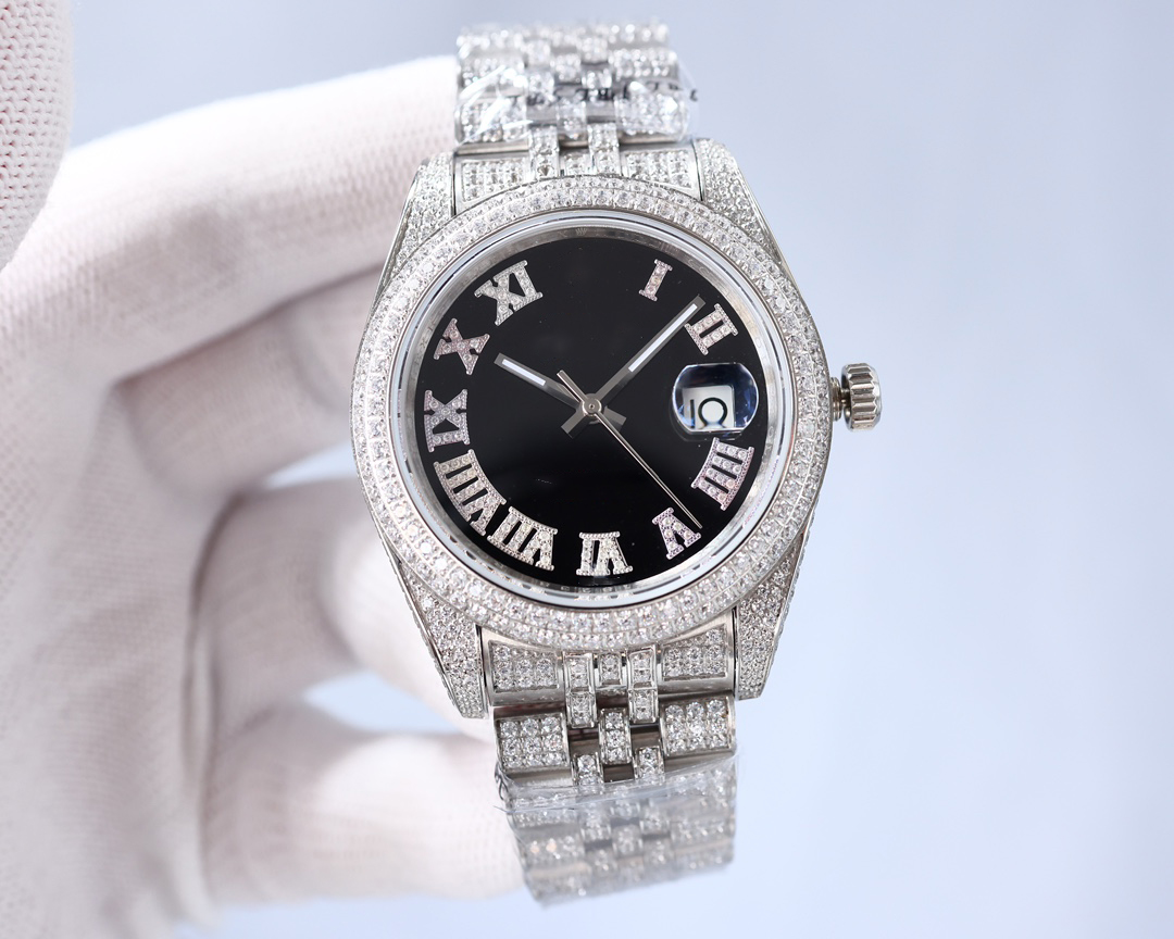 Wristwatches Men's Watch Mechanical Self-Winding Movement Sapphire Glass Diamond Strap Stainless Steel Case Dial Face Diameter 41, Black
Wristwatches Men's Watch Mechanical Self-Winding Movement Sapphire Glass Diamond Strap Stainless Steel Case Dial Face Diameter 41, Black