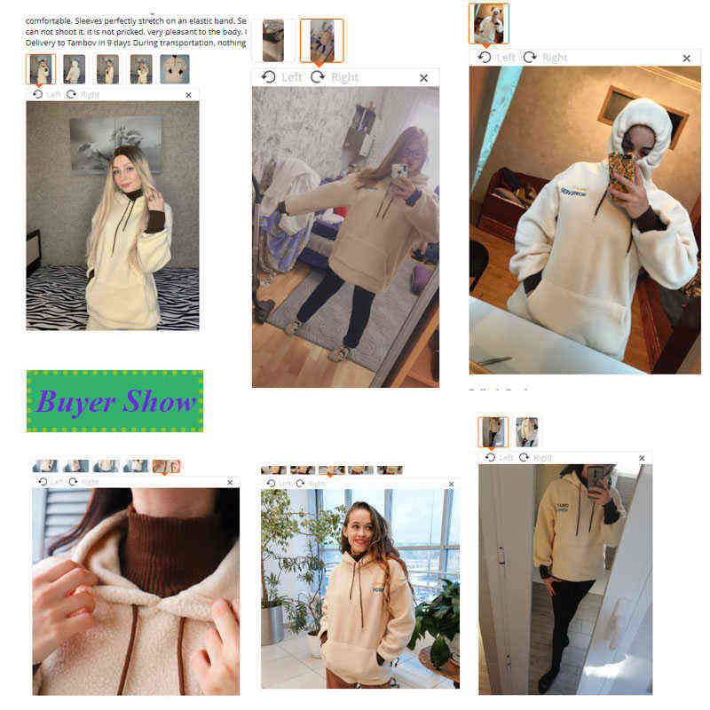 Lamb Plush Women Autumn And Winter Korean Style Long Sleeve Hoodies Cotton Blend Warm Plus Size Loose Casual Woman Tops 211108