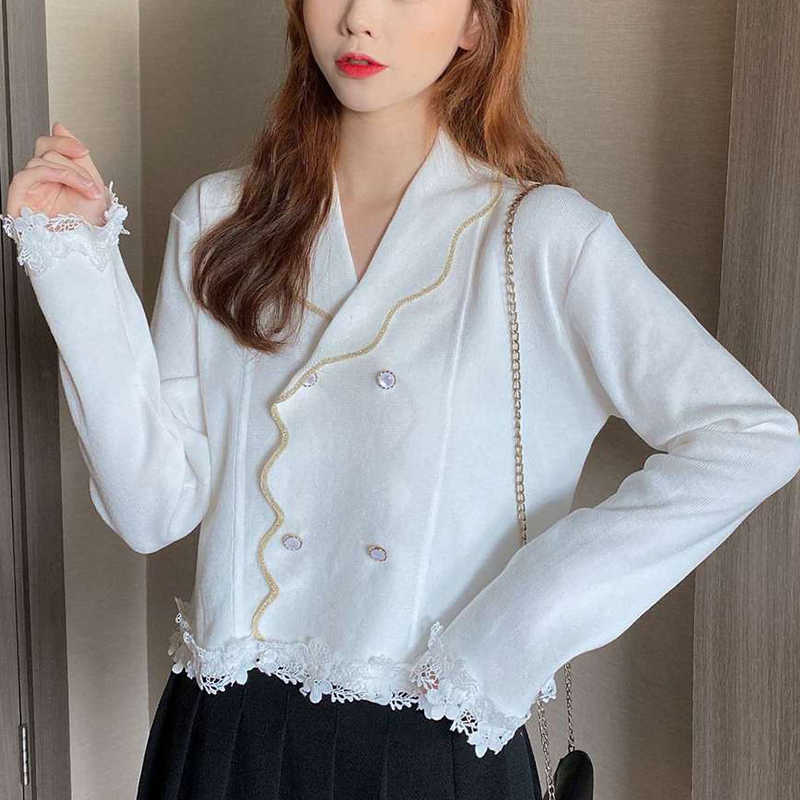 Knitted Cardigan Women Solid Kawaii Knit Sweater Coat Fashion Korean Style Knitwear Lace Female Autumn Women' Clothing 210604, Black
Knitted Cardigan Women Solid Kawaii Knit Sweater Coat Fashion Korean Style Knitwear Lace Female Autumn Women' Clothing 210604, Black