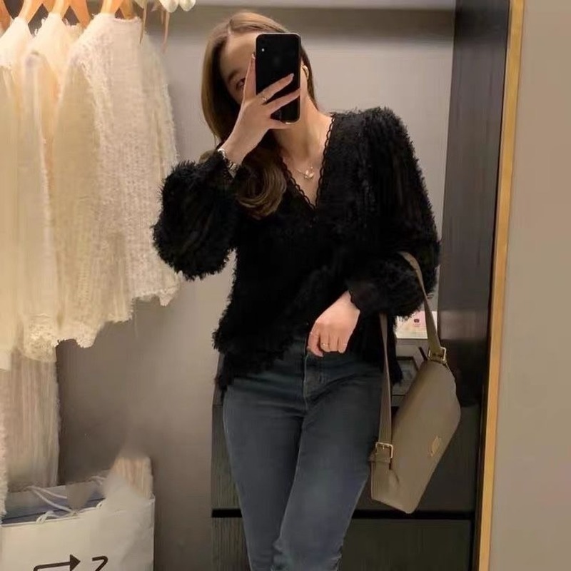 Womens Tops and Blouses Cotton Linen Blouse Button Solid V-Neck Lace Tops Ladies Korean Style Elegant Puffer Sleeve Shirts 210521