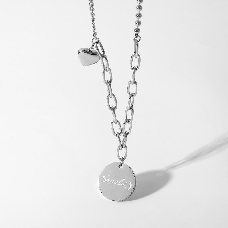 Pendant Necklaces 316L Stainless Steel Heart Engraved Smile Coins Neckalces For Women Trendy Female Choker Jewelry, Silver
Pendant Necklaces 316L Stainless Steel Heart Engraved Smile Coins Neckalces For Women Trendy Female Choker Jewelry, Silver