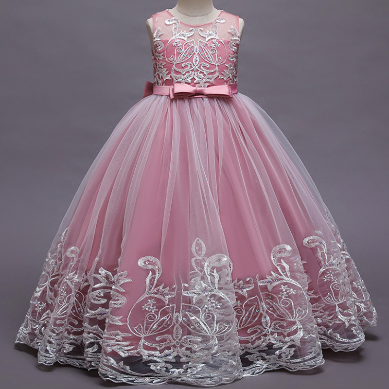 Lovely Tulle Royal Blue Flower Girl Dresses for Weddings High Neck Sleeves Sweep Train 3D Floral Applique Communion Dress Girls Pageant Gowns