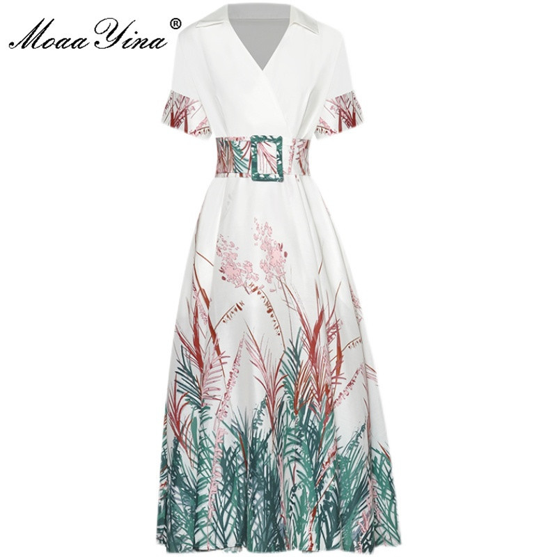 Fashion Designer dress Summer Women' Dress V-neck Belt Floral print Short sleeve vintage Party Midi 210524, White
Fashion Designer dress Summer Women' Dress V-neck Belt Floral print Short sleeve vintage Party Midi 210524, White