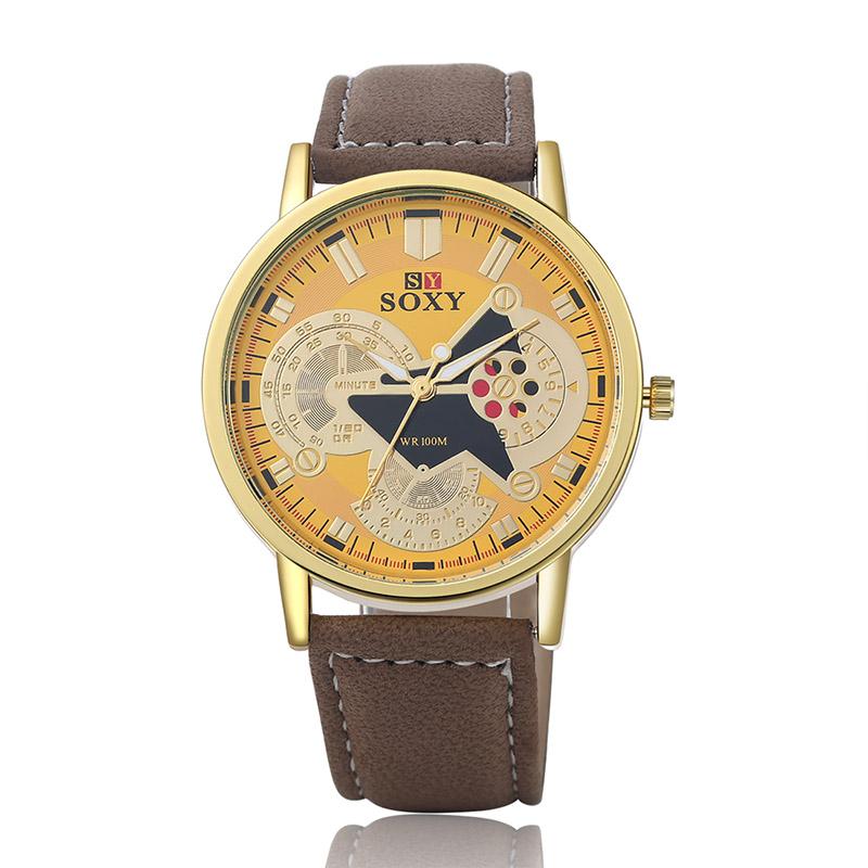 Wristwatches Luxury Fashion Sport Watches Men Leather Quartz Analog Casual Cool Watch SOXY Brand Relogio Masculino, Gold
Wristwatches Luxury Fashion Sport Watches Men Leather Quartz Analog Casual Cool Watch SOXY Brand Relogio Masculino, Gold