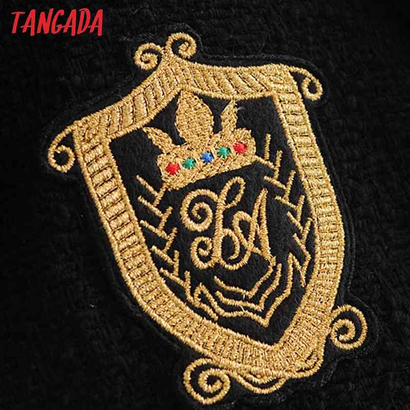 Women Embroidery Crop Tweed Female Long Sleeve Elegant Jacket Ladies Blazer Formal Suits 3H206 210416