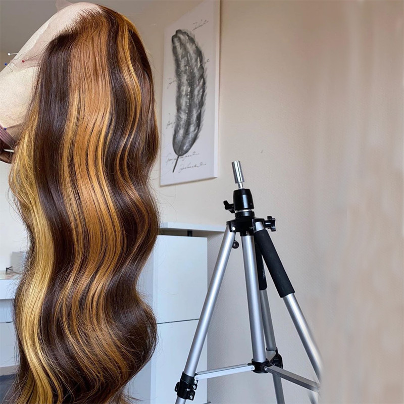 HD Highlight Human Ombre Lace Front Wig Brazilian Hair Wigs For Black Women Honey Blonde Body Wave 360 Frontal wigss 150% DIVA1