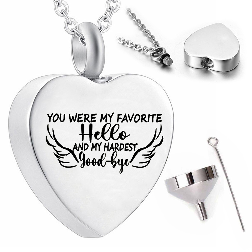 Heart-shaped feather cremation jewelry pendant souvenir necklace - your wings were ready but my heart was not
Heart-shaped feather cremation jewelry pendant souvenir necklace - your wings were ready but my heart was not