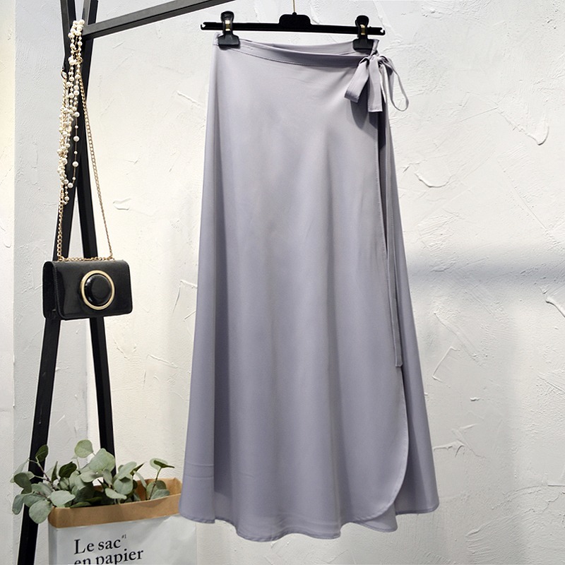 Croysier Summer Skirts Womens New High Waist Side Tie Beach Casual Wrap Skirt Women Solid Elegant Midi Skirt Woman Clothes 210408