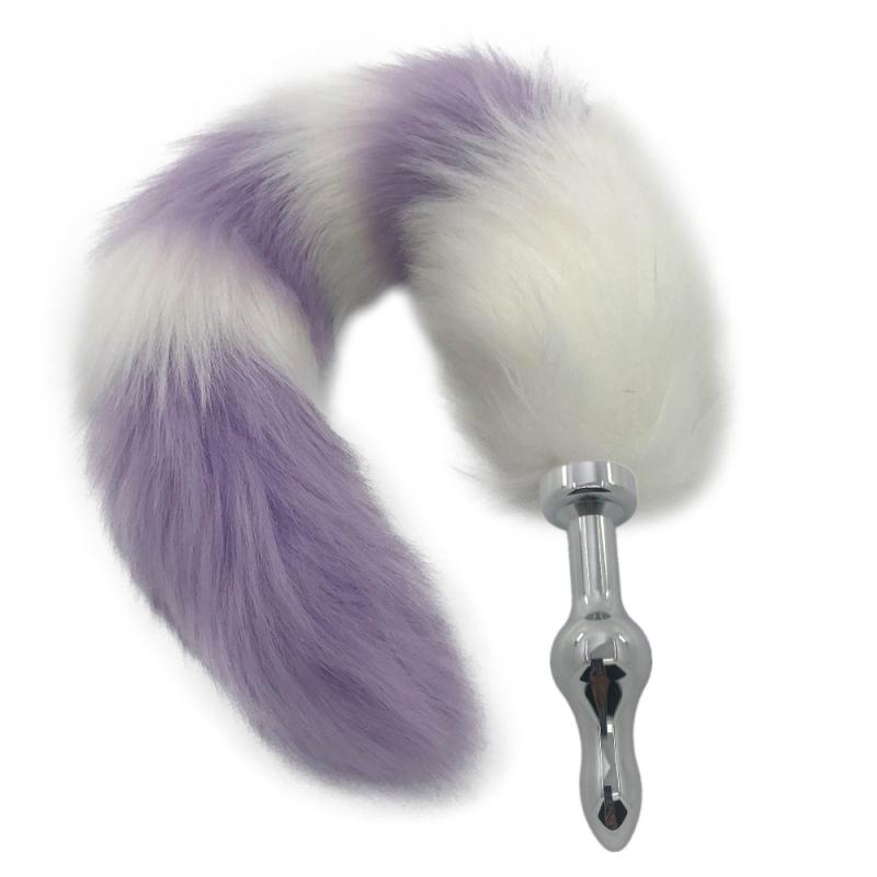 Sex Toys For Couples 2 Size Anal Plug Metal Bead BuPlug Artificial 40cm White And Purple Tail Toy BuStopper H8-223G