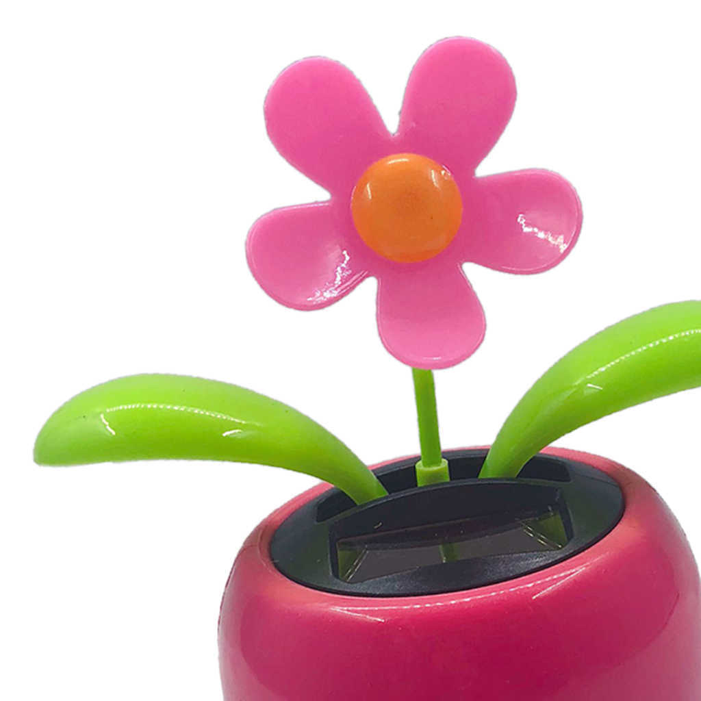 Powered Dancing Solar For Home Dahsboard Kid's Decor Pink Flower Nodding Figure Doll Toy Car