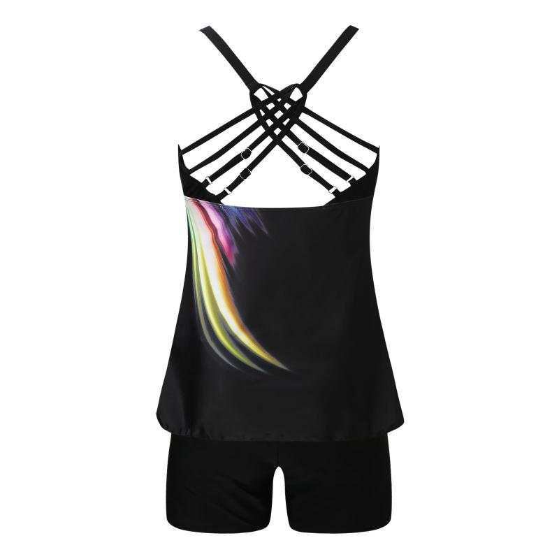 Sexy Bikini Women Plus Size Print Strappy Back Tankini Set Two Piece Swimsuits Swimdress Komplety Damskie Kostium Kapielowy #Y Women's Swimw