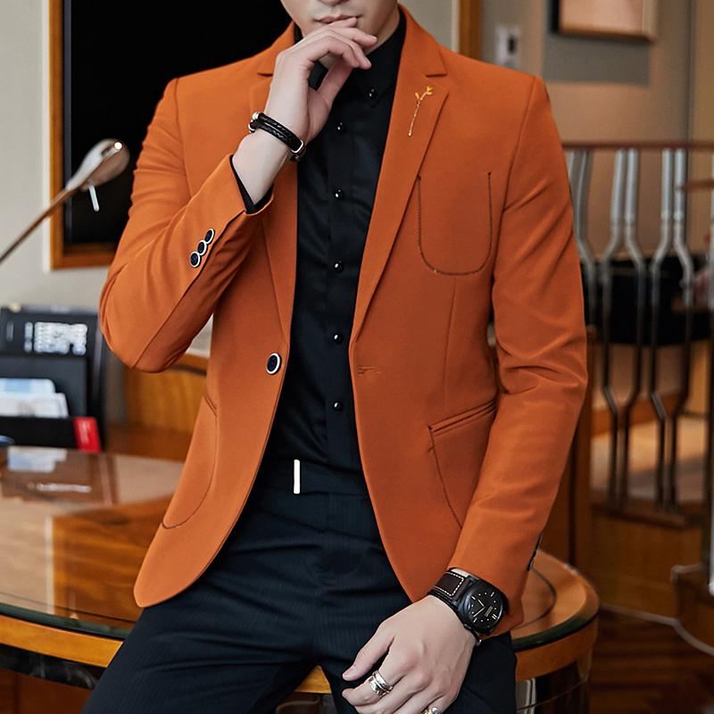Men's Suits & Blazers Brand Elegant Men Blazer 2021 Orange Black Mans Casual Slim Fit Masculino Single Button Mens Vintage Jacket Q522
Men's Suits & Blazers Brand Elegant Men Blazer 2021 Orange Black Mans Casual Slim Fit Masculino Single Button Mens Vintage Jacket Q522