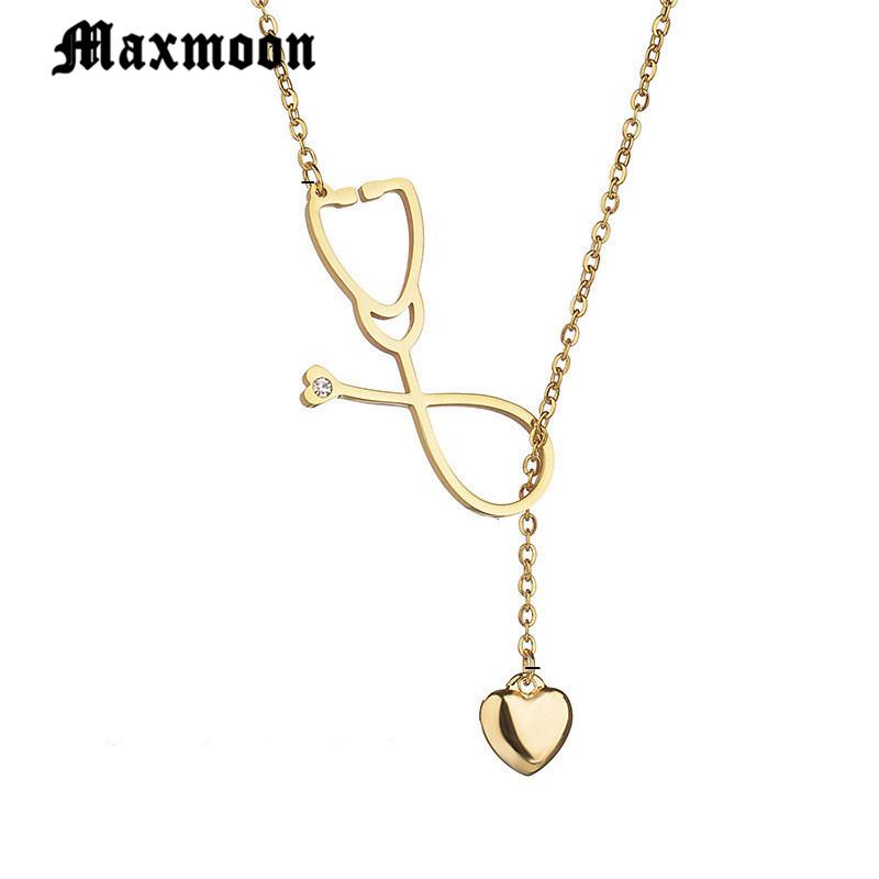 Pendant Necklaces Maxmoon Stethoscope Chain Necklace Gold/Silver Color Heart Jewelry Collier Femme For Women
Pendant Necklaces Maxmoon Stethoscope Chain Necklace Gold/Silver Color Heart Jewelry Collier Femme For Women