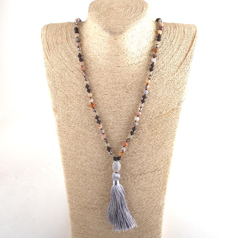 Pendant Necklaces Fashion Bohemian Jewelry 6mm Stone Long Knotted Micro Zircon Pave Link Gray Tassel D
Pendant Necklaces Fashion Bohemian Jewelry 6mm Stone Long Knotted Micro Zircon Pave Link Gray Tassel D