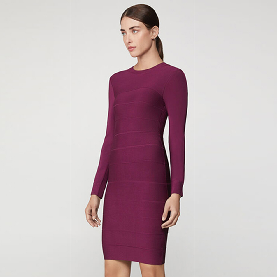 Summer Women Violet Rayon Long Sleeve Bandage Dress Sexy Knee Length Celebrity Evening Runway Club Party Dresses 210423