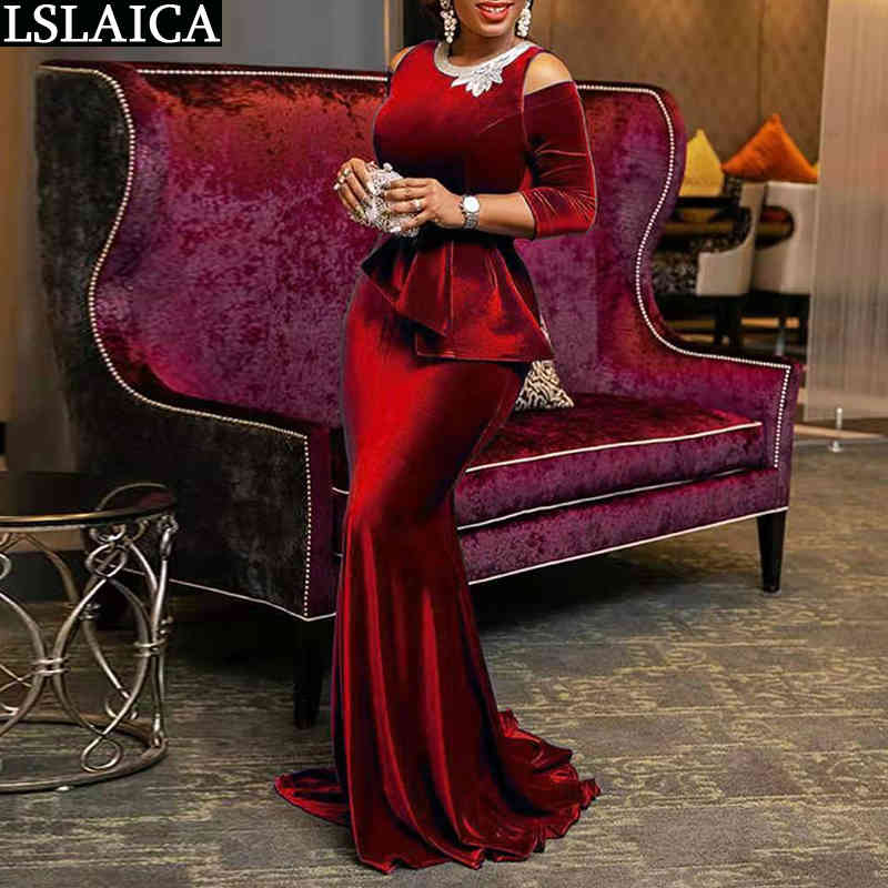 Elegant Dress Slim Off-the-shoulder Evening Party Floor-Length Formal Hollow Out Fashion Velvet es For Women 210520, Red
Elegant Dress Slim Off-the-shoulder Evening Party Floor-Length Formal Hollow Out Fashion Velvet es For Women 210520, Red