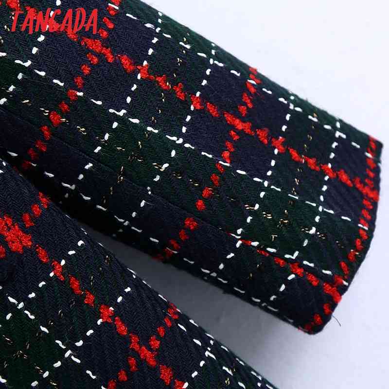 Women Chic Fashion Decorative Metal Check Skirts Vintage High Waist Back Zipper Female BE371 210416