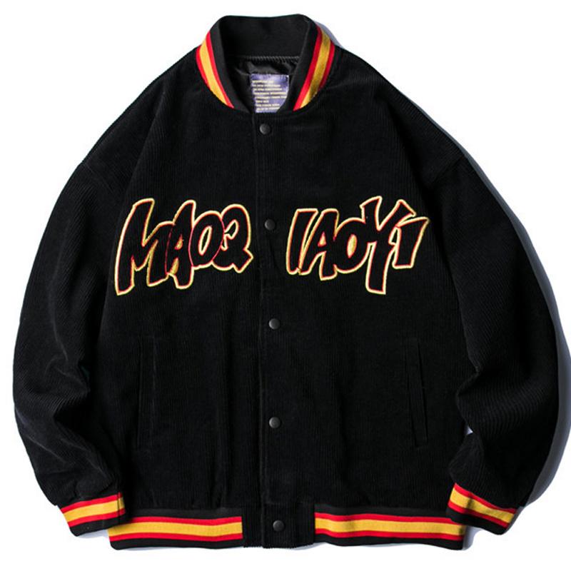 Men's Jackets Korean Fashion Corduroy Baseball Jacket Men Women Hip Hop Letter Embroidered Streetwear Retro Bomber Coats Varsity