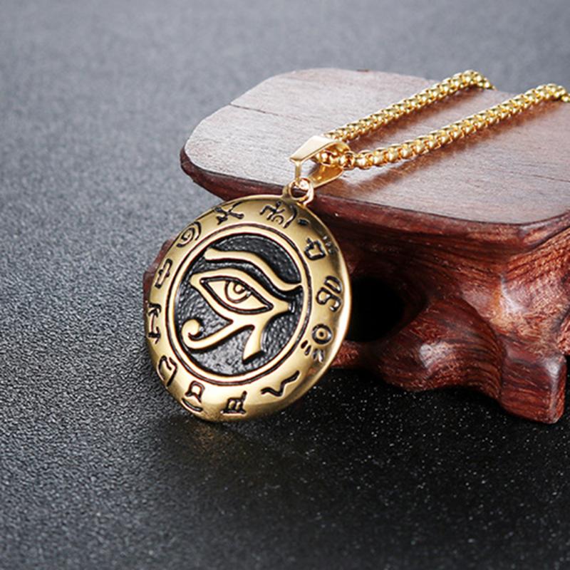 Pendant Necklaces Egyptian Eye Of Horus Necklace Anitque Coin Osiris European Style Mens In Stainless