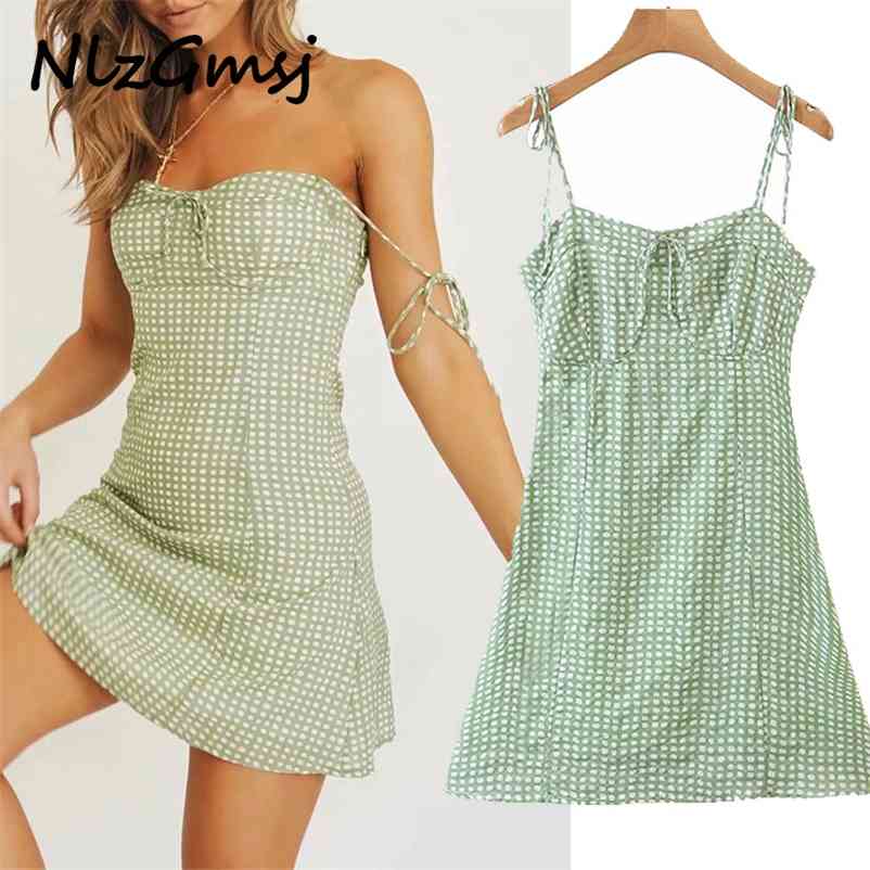 Dres Green Tartan Pattern Vestidos Summer Spaghetti Straps Mini Holiday Ruched Front Bow es 210628, As picture
Dres Green Tartan Pattern Vestidos Summer Spaghetti Straps Mini Holiday Ruched Front Bow es 210628, As picture