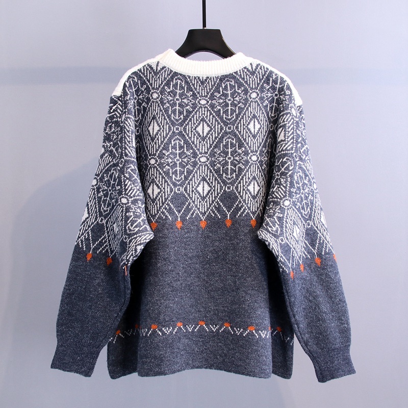Nomikuma Oversized Women Sweater Vintage Contrast Color Twisted Patch Knitted Pullover Autumn Winter Thick Pull Femme 6C973 210427