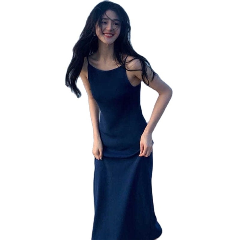 Pure color sexy sling dress female holiday wind waist slimming long skirt summer Korean fashion women's clothing 210520, Black
Pure color sexy sling dress female holiday wind waist slimming long skirt summer Korean fashion women's clothing 210520, Black