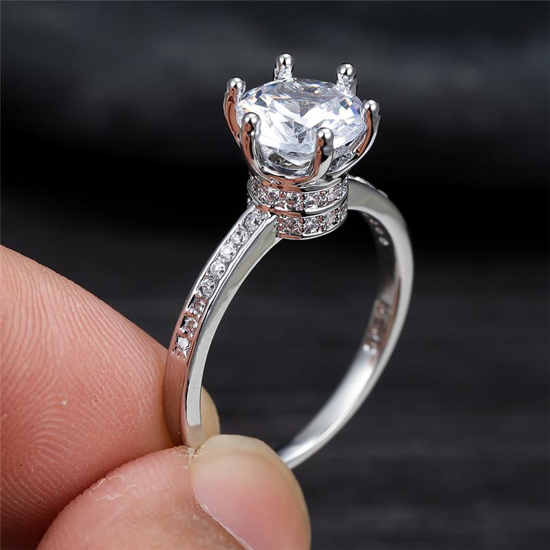 Wedding Rings White Zircon Six Claw Round Stone Ring Rose Gold Silver Color Engagement Luxury Crystal For Women Men Jewelry
Wedding Rings White Zircon Six Claw Round Stone Ring Rose Gold Silver Color Engagement Luxury Crystal For Women Men Jewelry