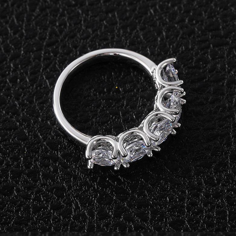 2024 Zircon Sier Ring, 6mm Round Cut Women's Wedding Band