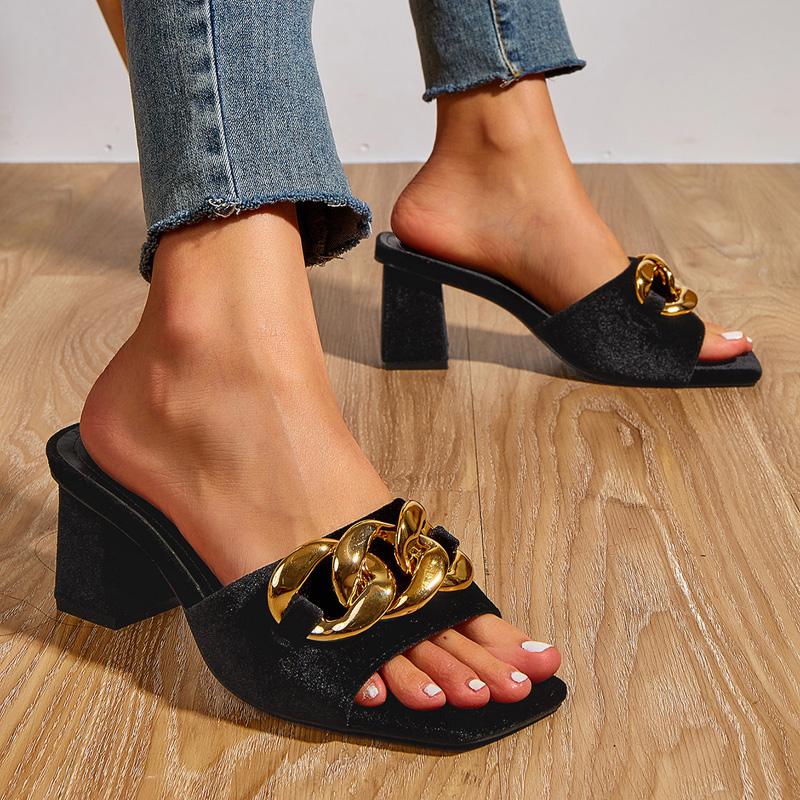 Purple Slippers Gold Chain Square Heels Sandals Casual Outdoor Ladies Shoes And Summer Women Tong Femme Dress, Black
Purple Slippers Gold Chain Square Heels Sandals Casual Outdoor Ladies Shoes And Summer Women Tong Femme Dress, Black