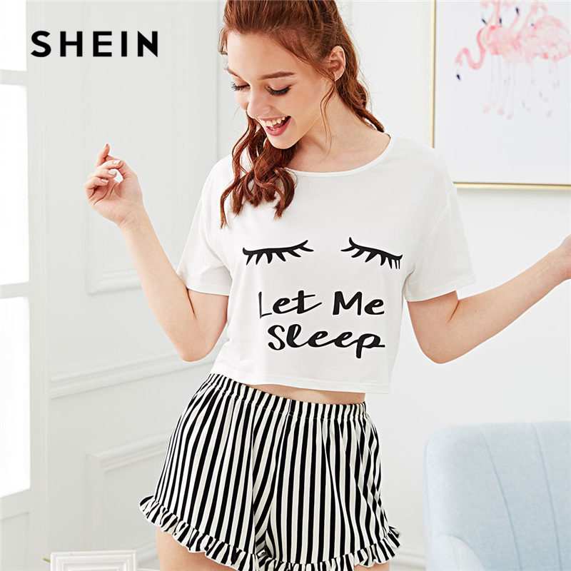 2021shein black graphic tee frilled striped shorts pj round neck short sleeve set 2021 summer women patchwork sleepwear, Black;red
2021shein black graphic tee frilled striped shorts pj round neck short sleeve set 2021 summer women patchwork sleepwear, Black;red